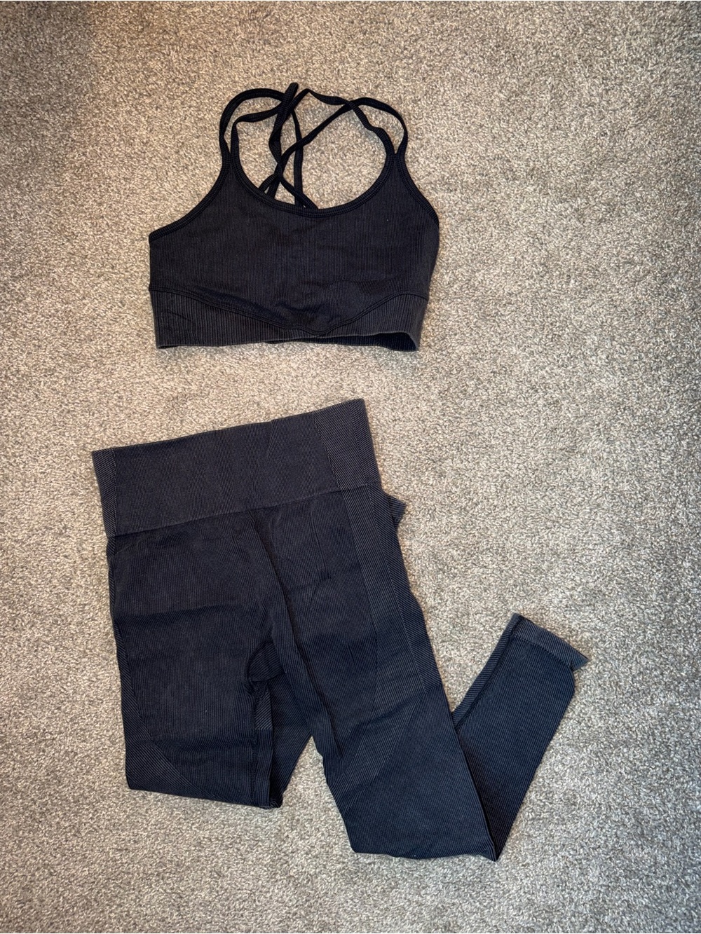 JoyLab Black Seamless Leggings & Strappy Sports Bra Set